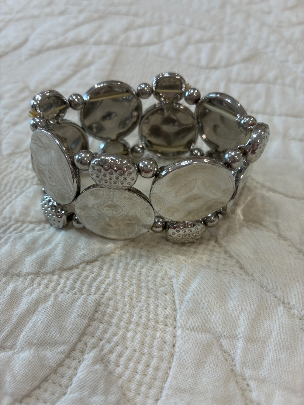 *3 for $10* Silver Oval beaded Stretch Bracelet